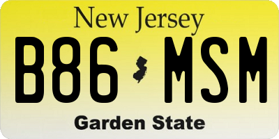 NJ license plate B86MSM