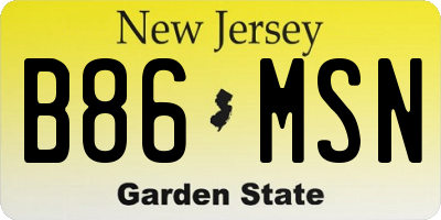 NJ license plate B86MSN