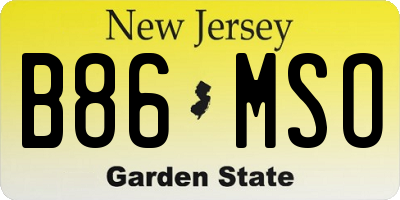 NJ license plate B86MSO