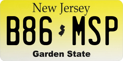 NJ license plate B86MSP