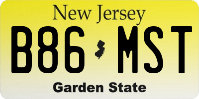 NJ license plate B86MST