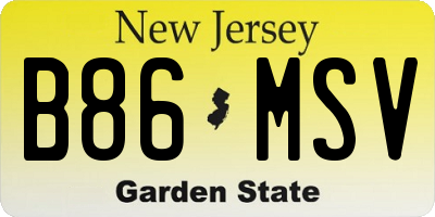 NJ license plate B86MSV