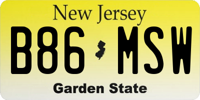 NJ license plate B86MSW