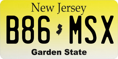 NJ license plate B86MSX