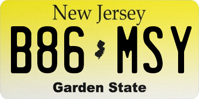 NJ license plate B86MSY