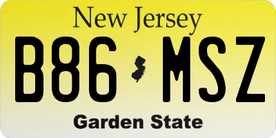 NJ license plate B86MSZ