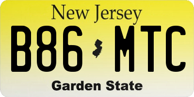 NJ license plate B86MTC