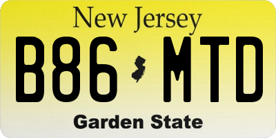 NJ license plate B86MTD