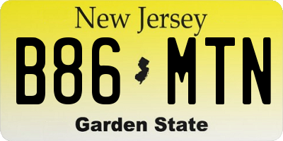 NJ license plate B86MTN