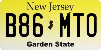 NJ license plate B86MTO