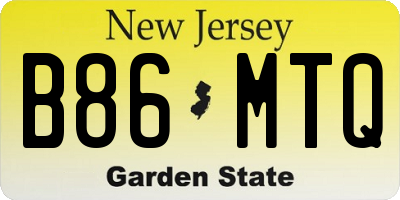NJ license plate B86MTQ