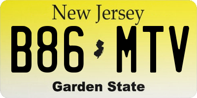 NJ license plate B86MTV