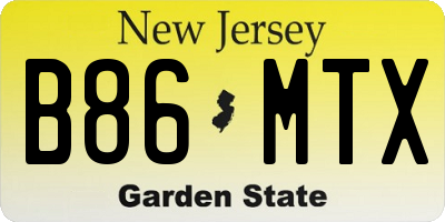 NJ license plate B86MTX