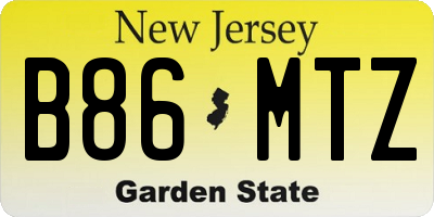 NJ license plate B86MTZ