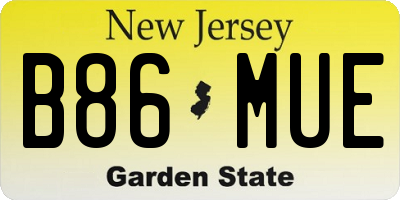 NJ license plate B86MUE