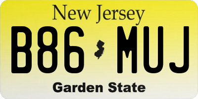 NJ license plate B86MUJ