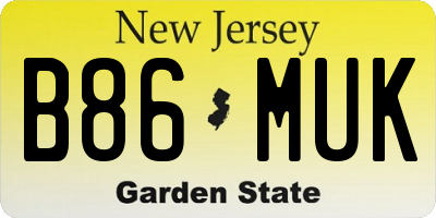NJ license plate B86MUK