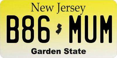 NJ license plate B86MUM