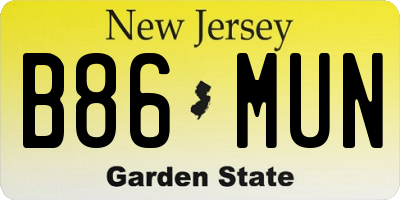 NJ license plate B86MUN