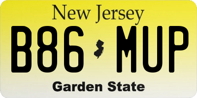 NJ license plate B86MUP