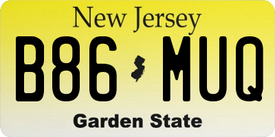 NJ license plate B86MUQ