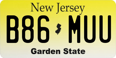 NJ license plate B86MUU