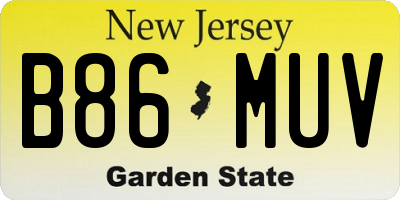 NJ license plate B86MUV