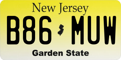 NJ license plate B86MUW