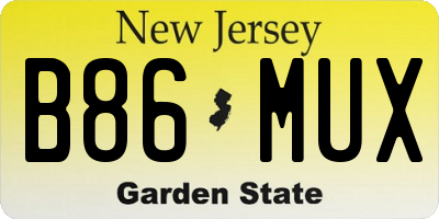 NJ license plate B86MUX