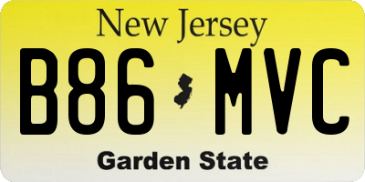 NJ license plate B86MVC