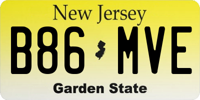 NJ license plate B86MVE
