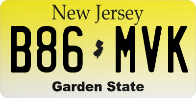 NJ license plate B86MVK