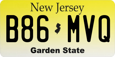NJ license plate B86MVQ