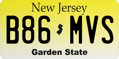 NJ license plate B86MVS