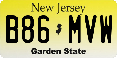NJ license plate B86MVW