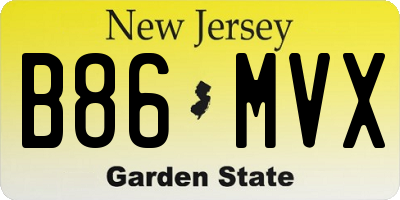 NJ license plate B86MVX