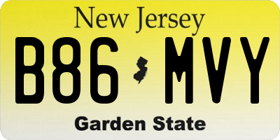 NJ license plate B86MVY