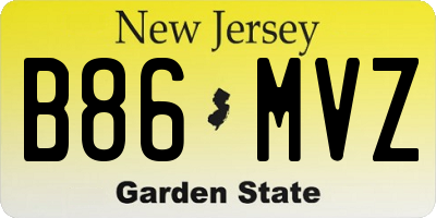 NJ license plate B86MVZ