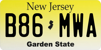 NJ license plate B86MWA