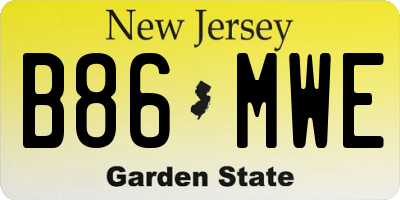 NJ license plate B86MWE