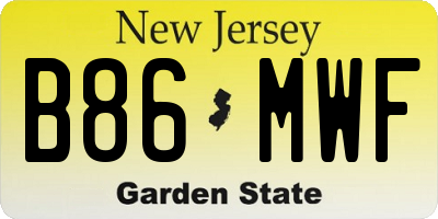 NJ license plate B86MWF
