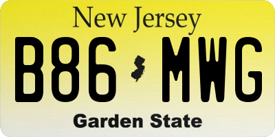 NJ license plate B86MWG