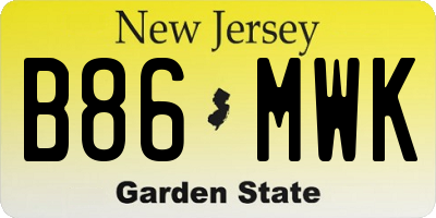 NJ license plate B86MWK