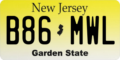 NJ license plate B86MWL