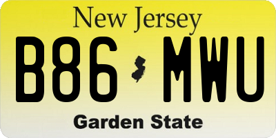 NJ license plate B86MWU
