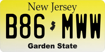 NJ license plate B86MWW