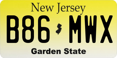 NJ license plate B86MWX