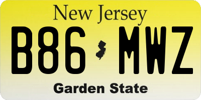 NJ license plate B86MWZ