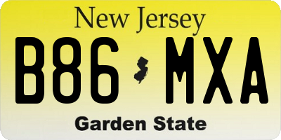 NJ license plate B86MXA