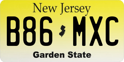 NJ license plate B86MXC